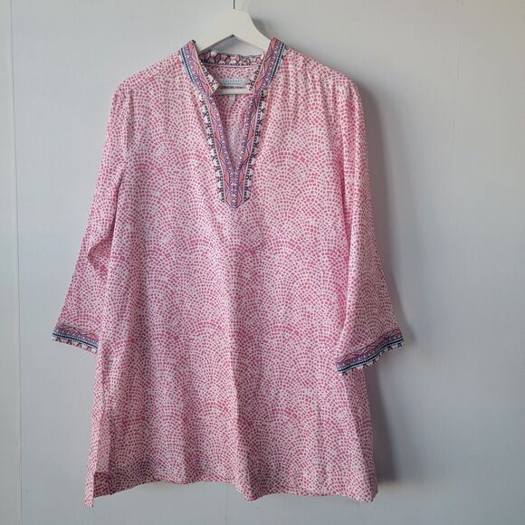 foxcroft for appleseeds Tunic top womens size 14 wrinkle-free popover 3/4 sleeve - Picture 1 of 8